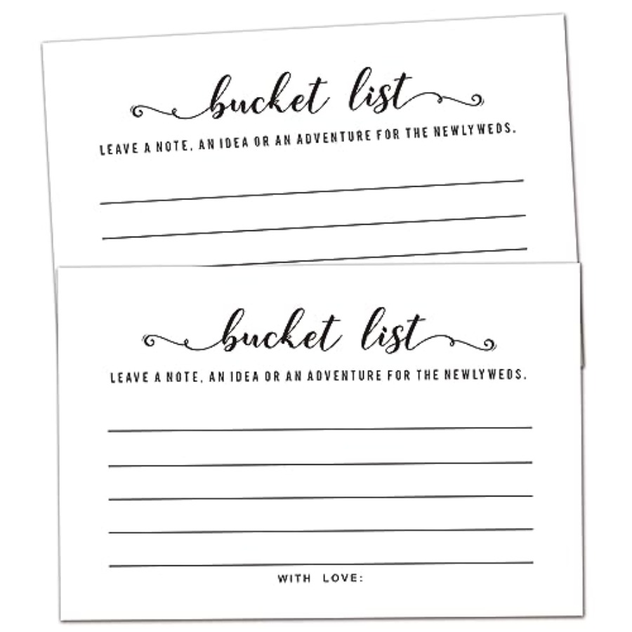 Party Games List - 50 Wedding Bucket List Cards for