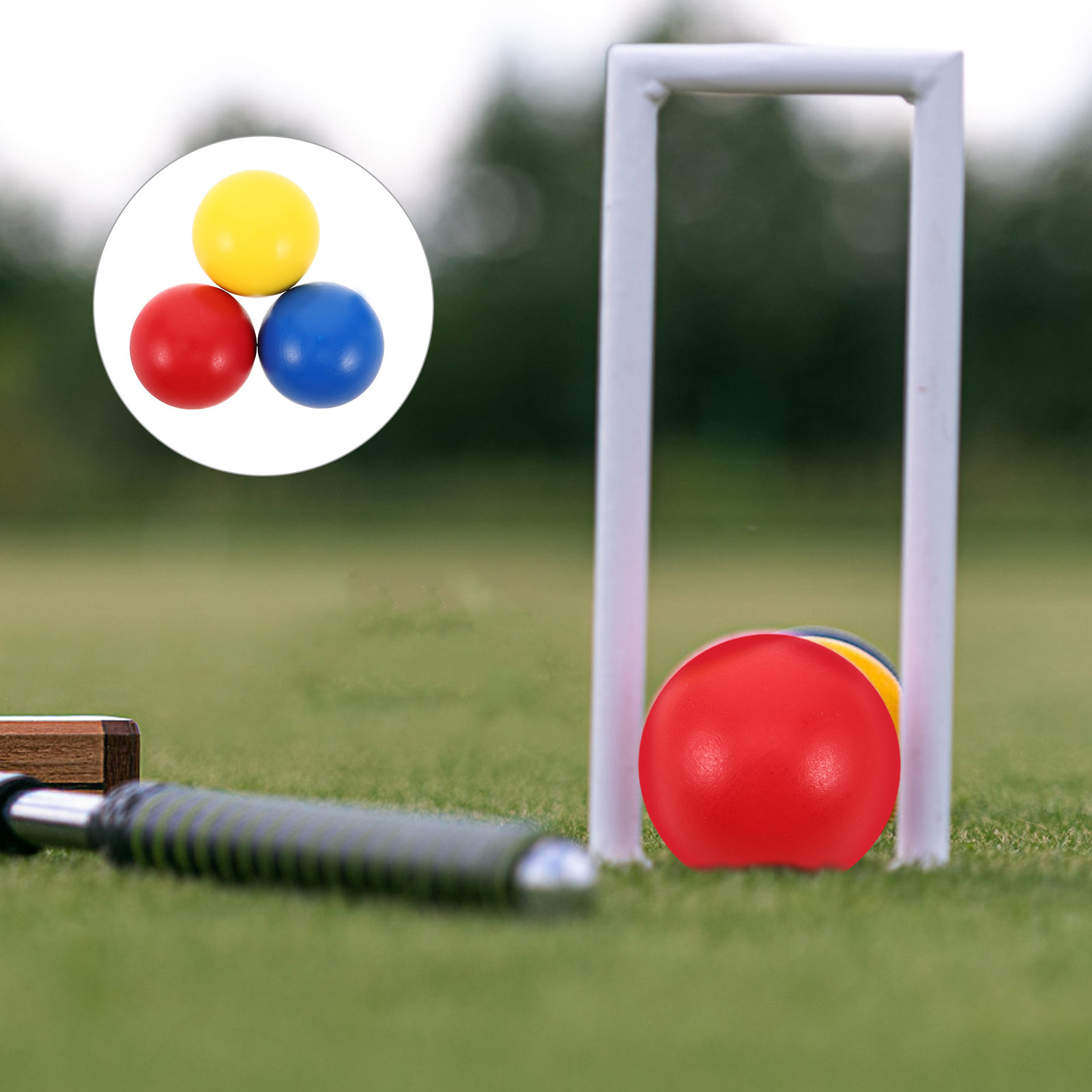 Croquet Set Lawn - 3Pcs Wooden Croquet Balls 4.5cm Natural