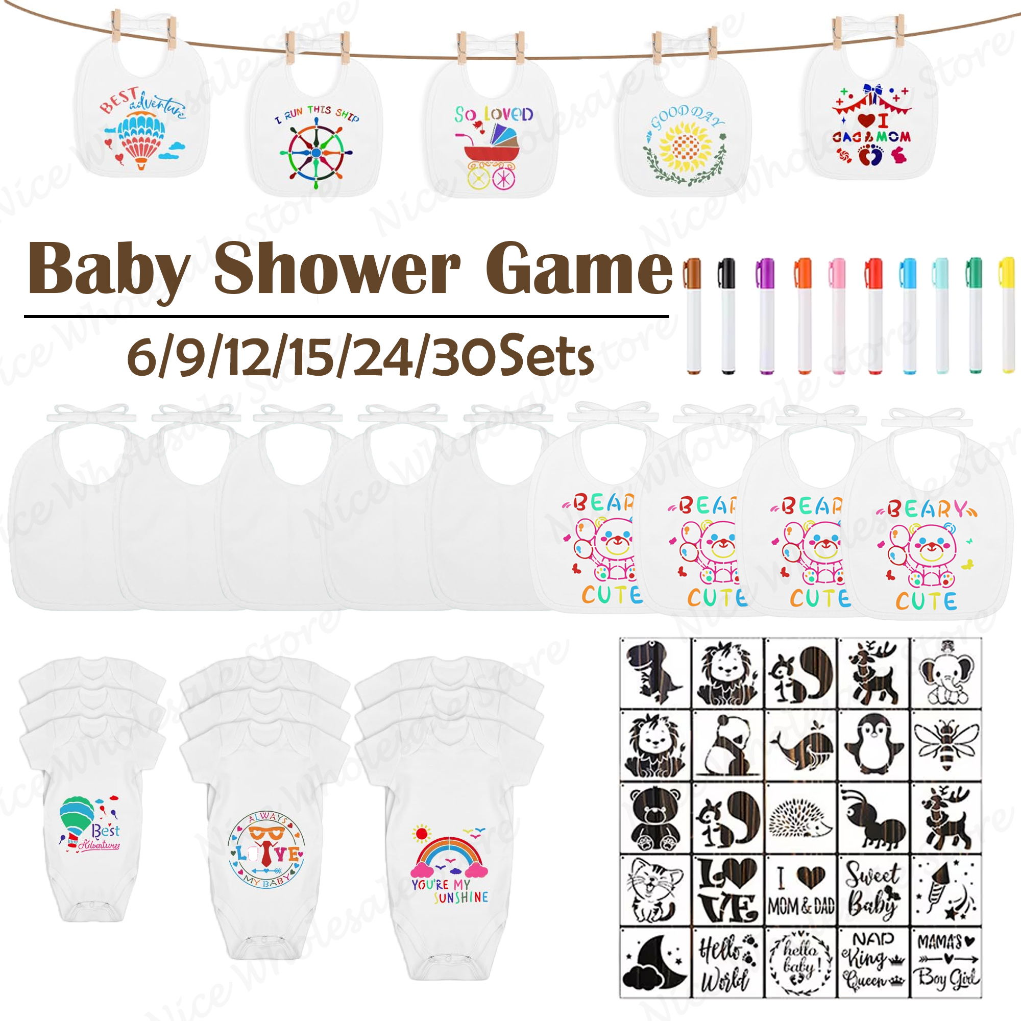 6-30Sets Baby Shower Games Bib - Party Games No Supplies recensie en prijs